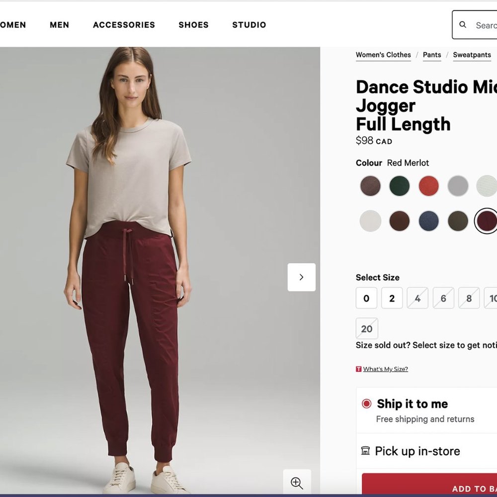 Lululemon Dance Studio Joggers -Size 10